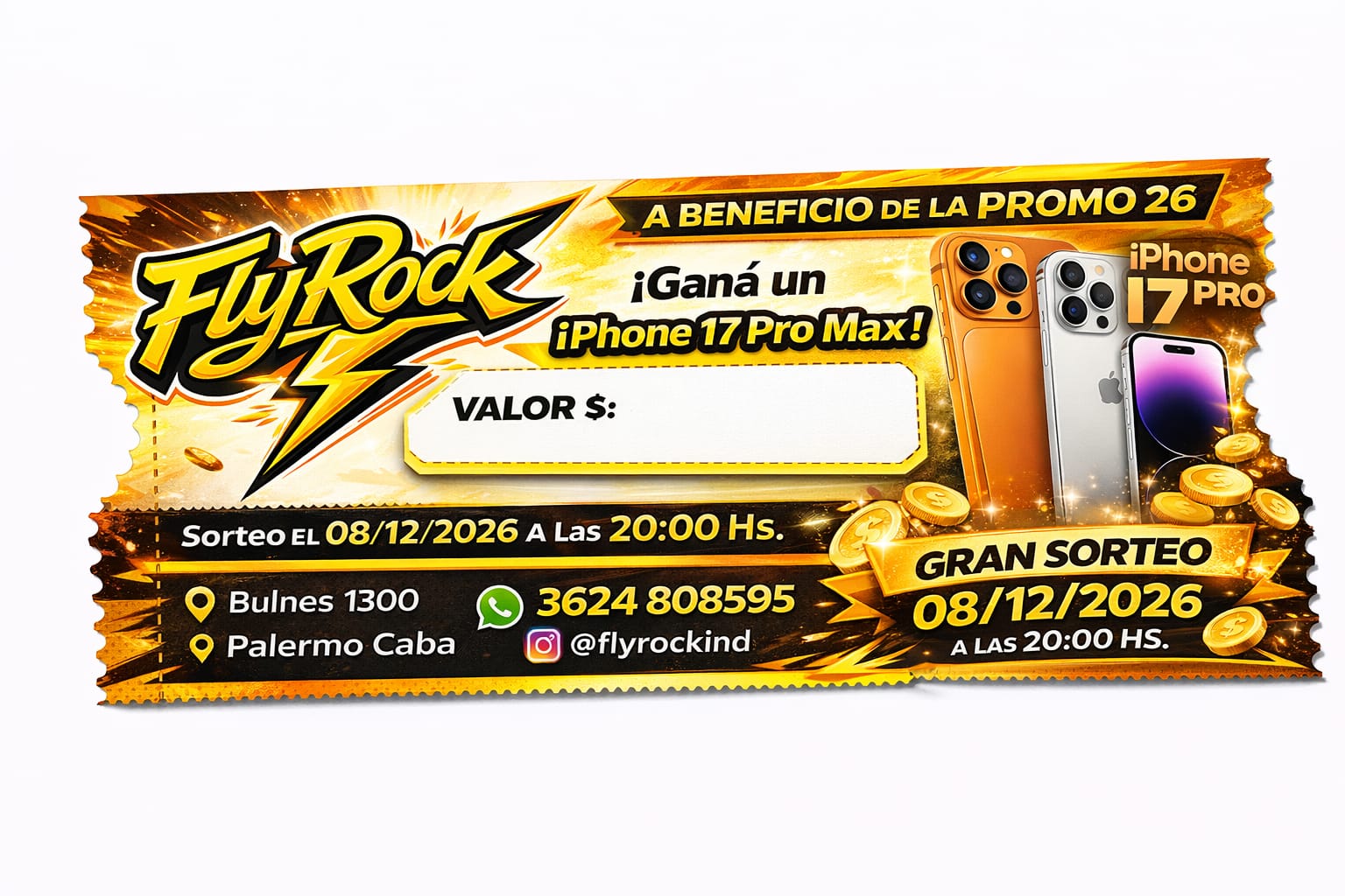 Ticket Sorteo iPhone 17 Fly Rock